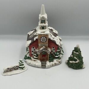 Christmas Village Church Ceramic‎ Snow Covered Miniature Holiday Decor